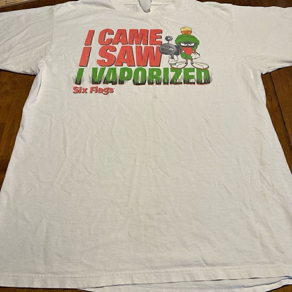 VTG 90s Six Flags Marvin the Martian Looney Tunes Vaporized T-Shirt Mens Size XL